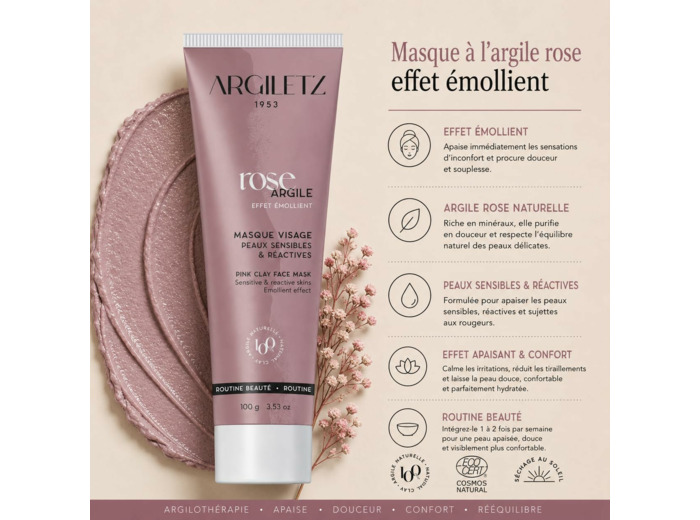 Masque argile rose 100g LABO ARGILETZ