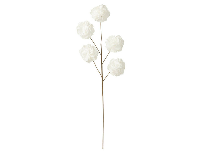 Fleur artificielle polyester 5 pompons Eva blanche 86cm