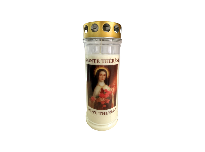 Bougie Funéraire 160 Heures Sainte Thérèse avec Prière