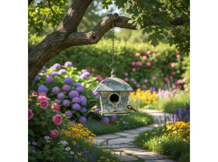 Nichoir oiseaux à suspendre 19x19x58cm