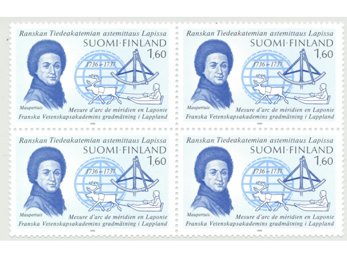 FINLANDE 1.60 MARKKA 1986 LE BLOC 4 TIMBRES Yvert 966 NEUF