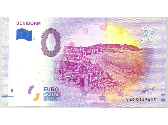 ESPAGNE 2019-1 BENIDORM BILLET SOUVENIR 0 EURO TOURISTIQUE NEUF