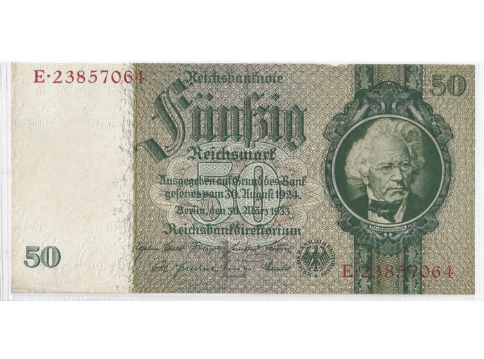 ALLEMAGNE 50 REICHMARK LETTRE L 30 03 1933 TTB