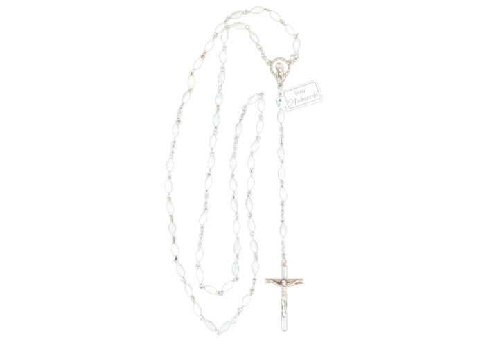 Chapelet Perles en Nacre Sur Chaine Argentée - GRAIN DE RIZ
