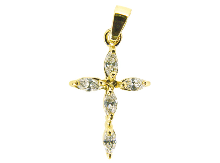 Croix en Plaqué Or 12x17mm avec Oxyde de Zirconium