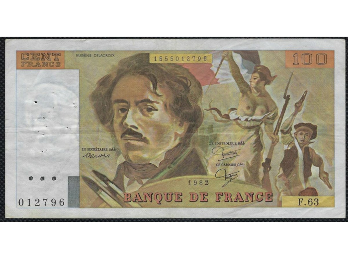 FRANCE 100 FRANCS DELACROIX 1982 SERIE F.63 TTB+