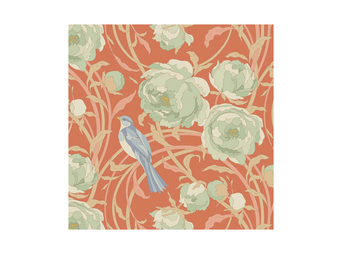 COUPON DE TISSU TILDA SONGBIRD CORA CORAL  50 X 55 CM