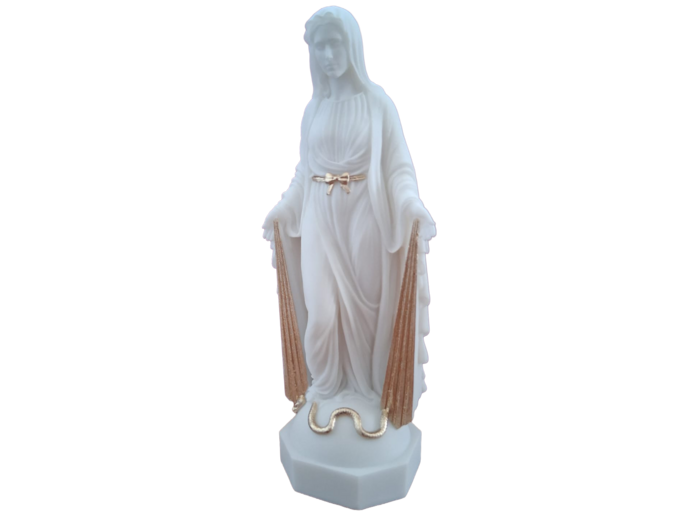 Vierge Miraculeuse avec Rayons - Statue en Albatre 17cm -Avec Dorure