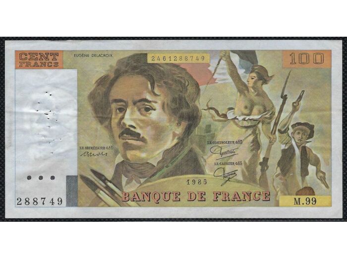 FRANCE 100 FRANCS DELACROIX 1985 SERIE M.99 TTB+