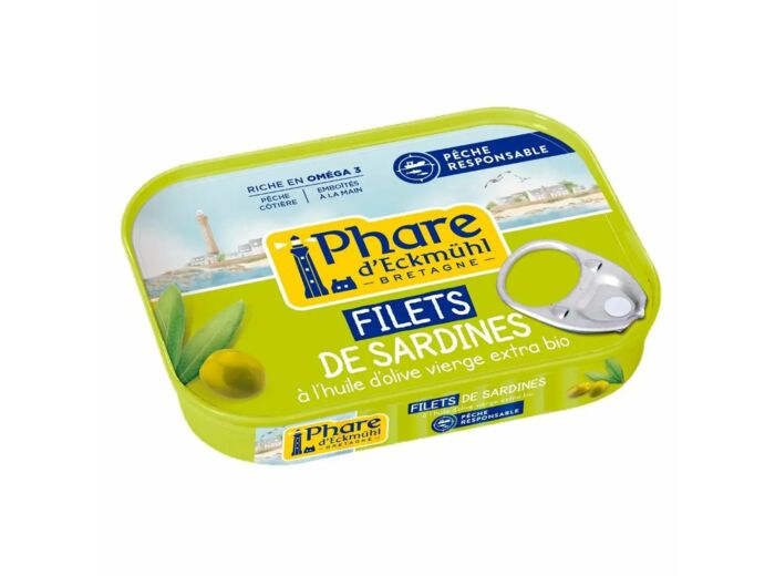Filets de Sardines à l'huile d'Olives bio-90g-Phare d'Eckmühl