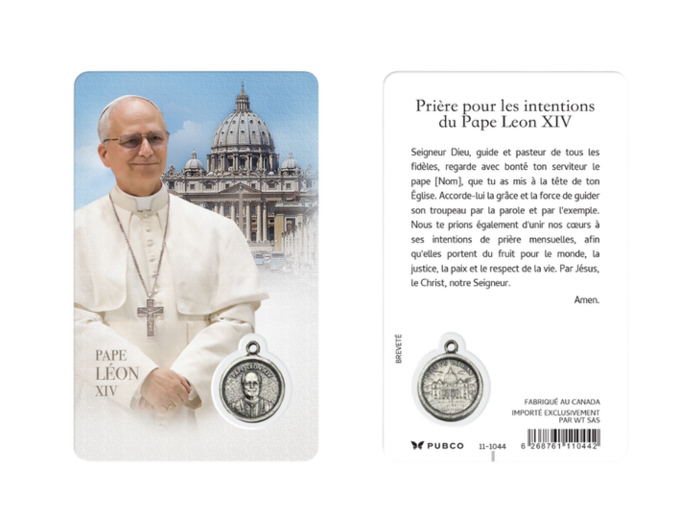 Carte-prière avec insertion PAPE LEON XIV - Blanc