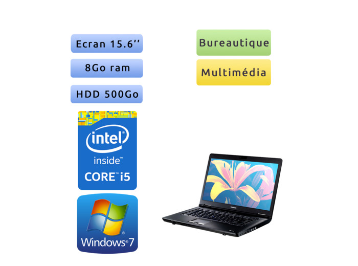 Toshiba Tecra A11 - Windows 7 - i3 8Go 500 Go - Webcam  - 15.6 - Ordinateur Portable