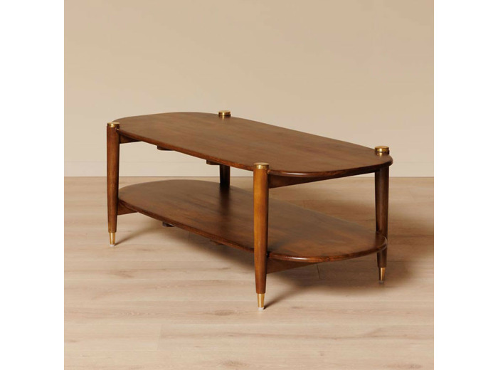 Table Basse Détails Elanza Bois de Manguier Laiton 45x130x56cm
