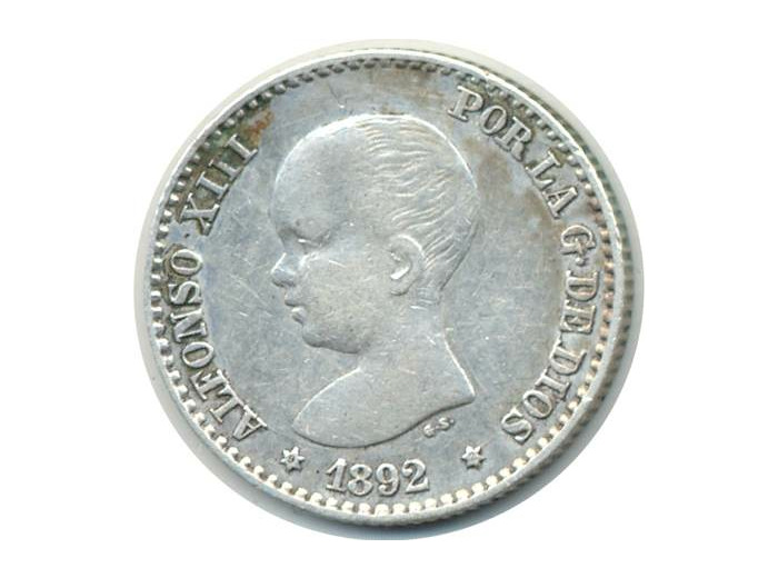 ESPAGNE 50 CENTIMOS  1892 (92) PGM TTB (W690) N1