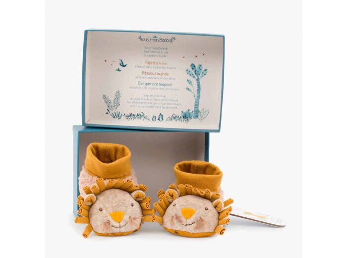 Chaussons lion 0/6 mois Moulin Roty