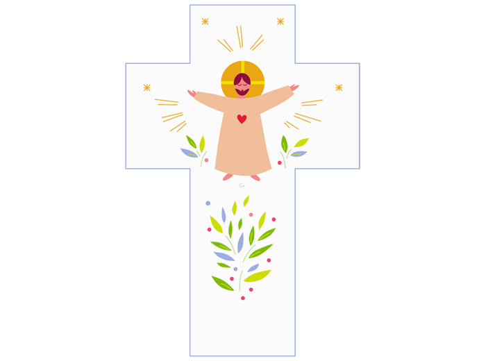 Croix Blanche Louange - Christ - 15x10cm
