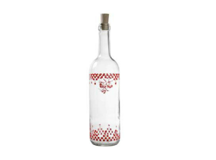 Bouteille verre damier rouge 75cl Côté Table