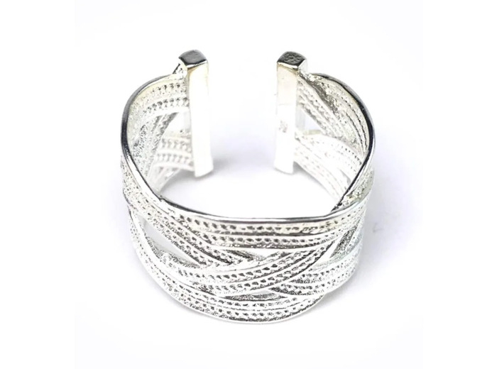 Bague Ajustable Argent Femme Entrelacé
