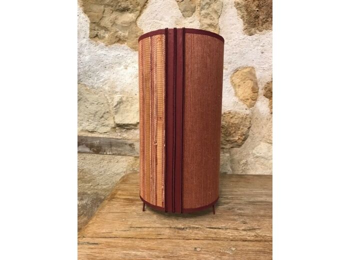 Lampe cylindrique en papier  imitation bois