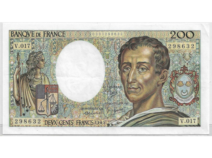 FRANCE 200 Francs MONTESQUIEU 1983 V.017 TTB+