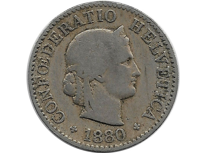 SUISSE 5 RAPPEN 1880 B TB+