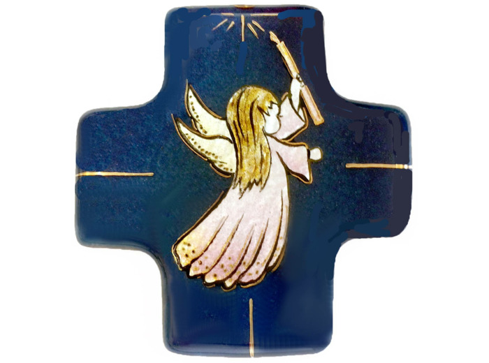 Angelot F bleu 7,7X8cm - EMAUX DU LIBAN