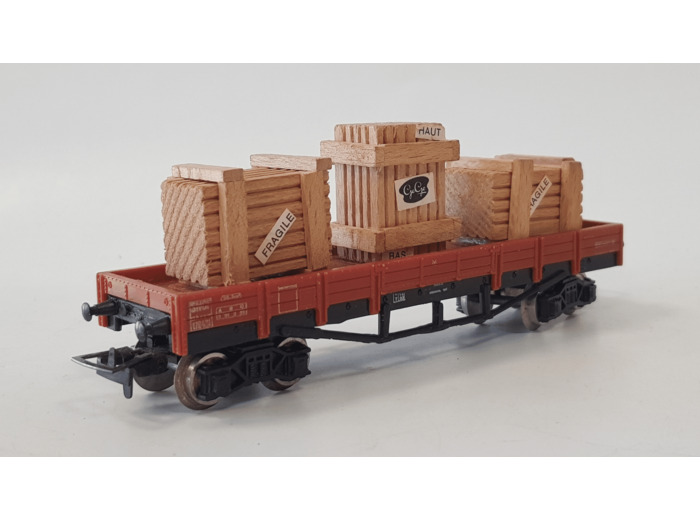 Gégé HO WAGON PLAT AVEC CHARGEMENT SANS BOITE