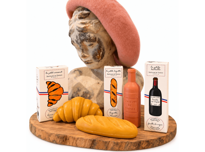 Le Trio Frenchy – 3 savons Made in France Baguette, Croissant & Bouteille