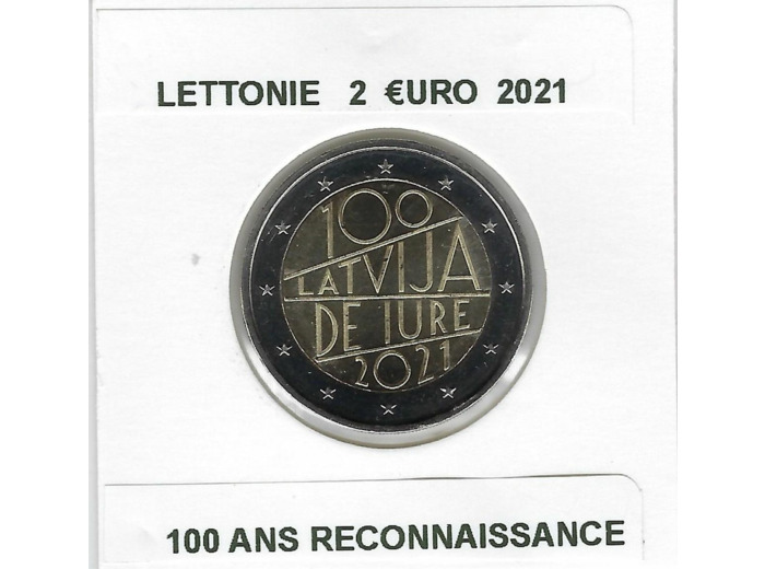 LETTONIE 2021 2 EURO COMMEMORATIVE 100 ANS RECONNAISSANCE SUP-
