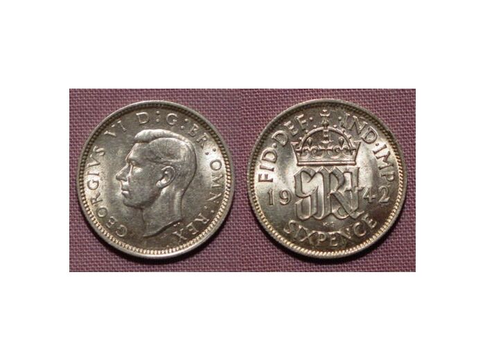 GRANDE BRETAGNE 6 PENCE 1942 TTB+