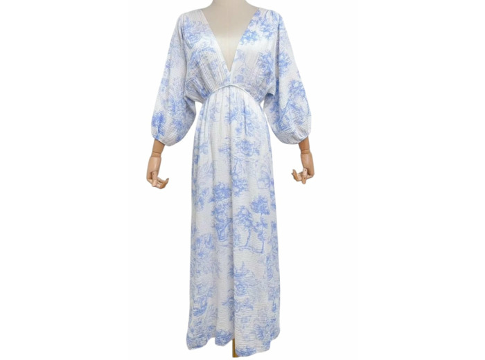 Robe gaze de coton bleue