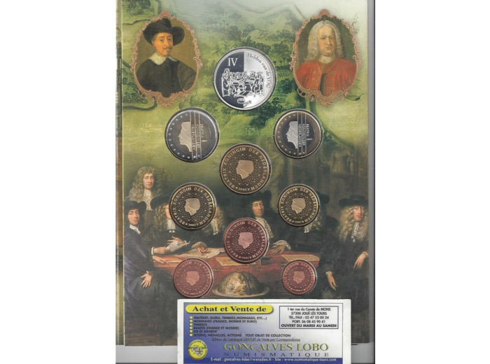 HOLLANDE (PAYS-BAS) 2002 SERIE 8 MONNAIES + 1 MEDAILLE VOC IV