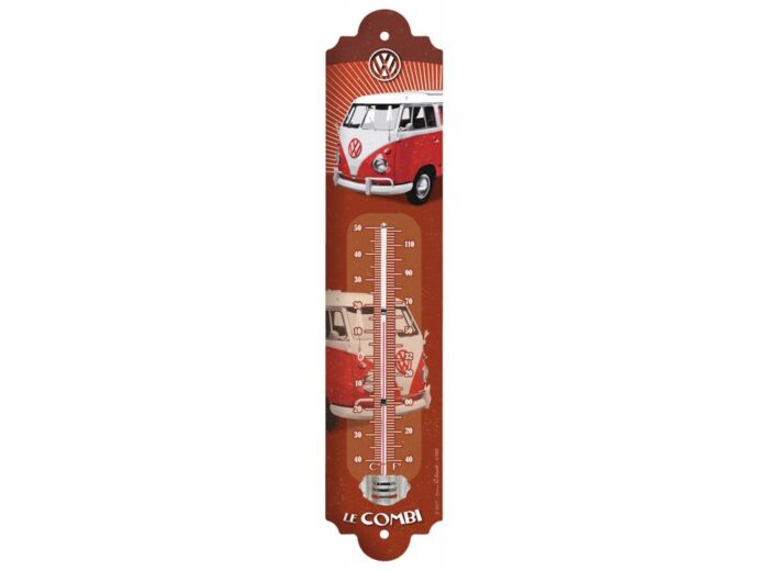 Thermomètre Métal Volkswagen - Combi Rouge et Blanc - 30 x 6,5 cm - Editions Clouet.