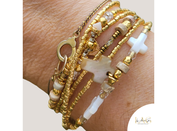 BRACELET MULTIRANGS FLORES