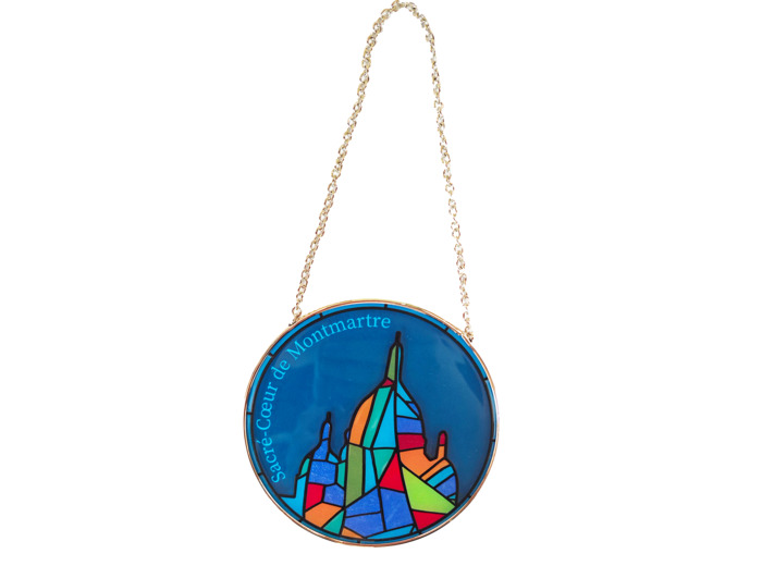 Vitrail Mural en verre D114mm, avec ventouse - BASILIQUE SACRE COEUR