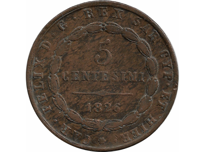 ITALIE 5 CENTESIMI SARDAIGNE 1826 MV P TTB