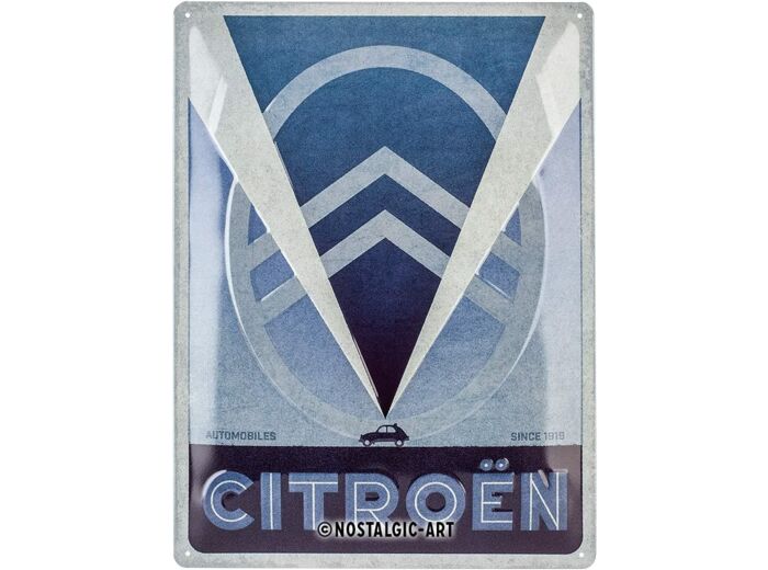 Plaque métal Citroën 2CV Bleue - 30x40cm - Citroen