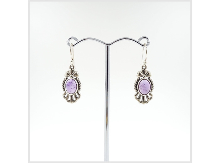 Boucles Améthystes en argent massif