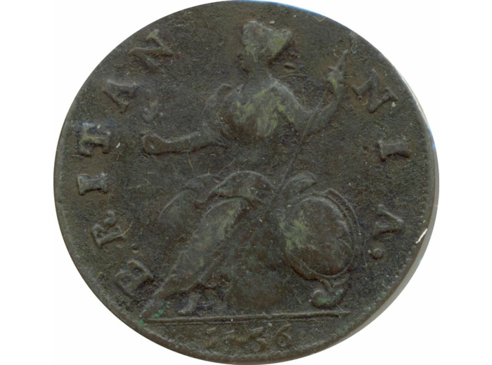 GRANDE BRETAGNE 1/2 PENNY GEORGES II 1736 TB+