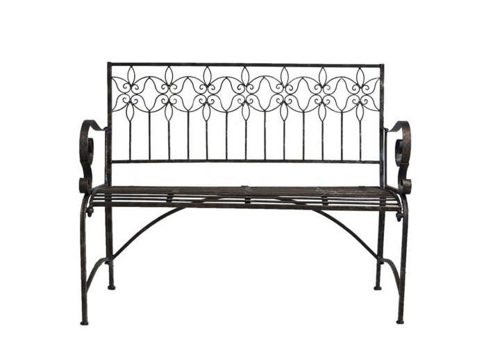 Banc jardin fer plein gris acier 114x46x91cm