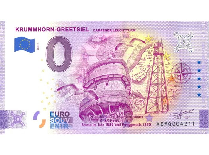 ALLEMAGNE 2020-1 KRUMMHORN GREETSIEL VERSION ANNIVERSAIRE BILLET SOUVENIR 0 EURO