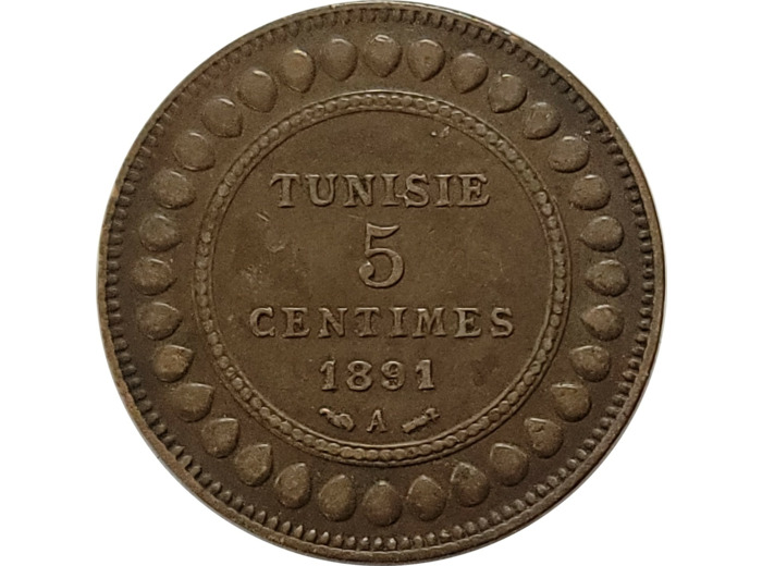 TUNISIE 5 CENTIMES 1891 TTB (Lec71) n1