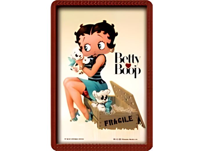 Plaque métal Betty Boop Fragile,Puppy - 20x30 - Déco US.