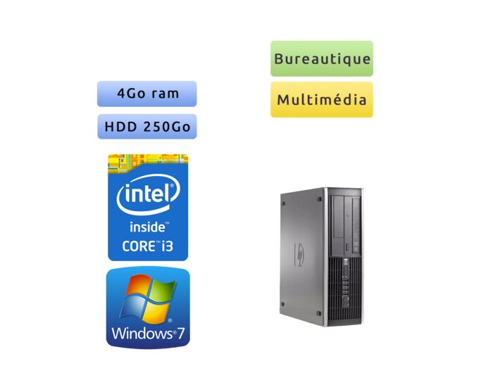 Hp 6200 Pro SFF - Windows 7 - i3 4GB 250GB - PC Tour Bureautique Ordinateur