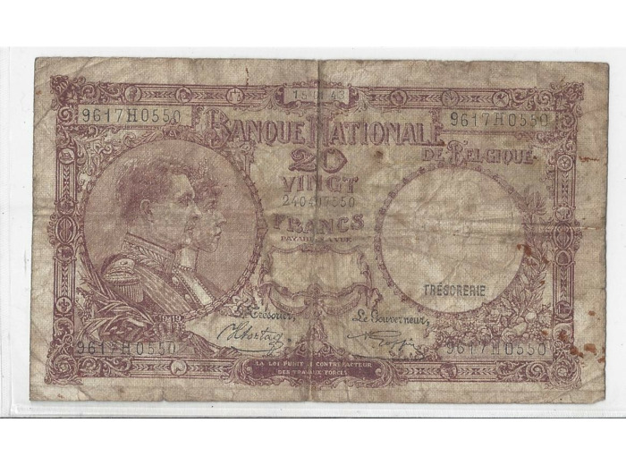 Belgique 20 FRANCS 15/01/1943 W111 TB