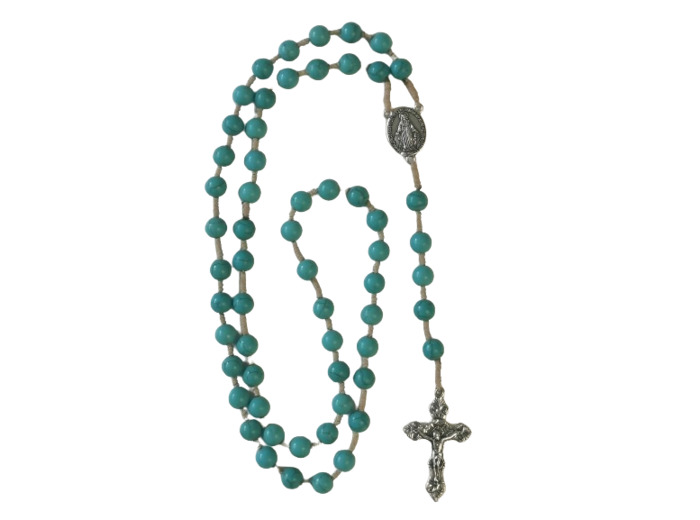 Chapelet sur Corde 8mm en pierre véritable- Turquoise