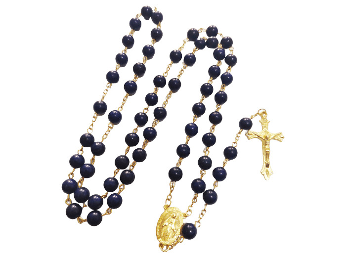 Chapelet pierre 8mm chaine dorée- LAPIS LAZULI + boite