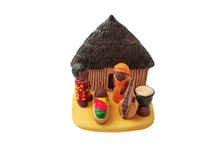 CRECHE en céramique BLOC 8x7cm- CAMEROUN