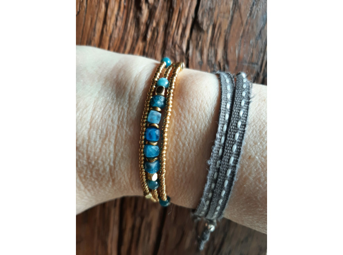 BRACELET MULTIRANGS SQUARE BLUE