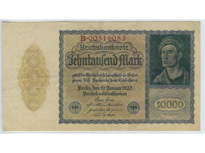 ALLEMAGNE 10000 MARK 19 JANVIER 1922 SERIE B TTB+